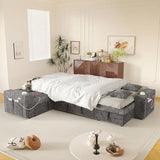 Modular Sectional Sleeper Sofa with Pull Out Bed, 108 Inch U Shaped 7 Seat Couches for Living Room