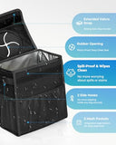 HORJONES Corduroy Car Trash Can with Lid and Mesh Pockets - Leakproof Organizer,Multipurpose Waterproof Garbage Can/Trash Bin for Car(Black-2 Gallons)