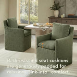KISLOT Upholstered Dining Chairs with Casters, No Assembly Modern Accent Armchair with Rollers for Dining Room, Green, 4 Box