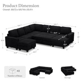 Oversized Sofa Bed Modular Sectional Sleeper Sofa with Pull Out Bed L Shaped Couch with Storage