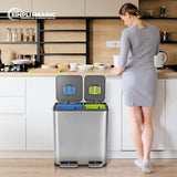 Compartment Step Trash Can – Kitchen Garbage Can with Waste & Recycling Bins – Slow-Close Lid, Odor Control, Hands-Free