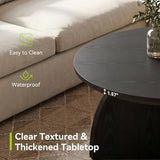 LITTLE TREE Round Coffee Table, Black 31.5 Inches Circle Center Living Room Table, Modern Simple Coffee Tables for Living Room, Low Cocktail Table for Home Office, Easy Assembly