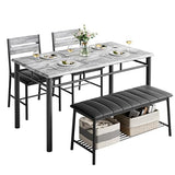 IRONCK Dining Table Set for 4, Kitchen Table with Upholstered Bench and 2 Chairs