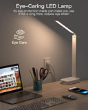 One Beat LED Small Desk Lamp Power Strip 5ft Extension Cord, 3 Outlets, 4 USB Ports(2 USB C), 4 Modes, 5 Level Touch- Home/Office, White