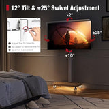 AOKCOS Rolling TV Stand with LED Lights for 43-75 Inch TV, 8-Height Adjustable Mobile TV Stand with 12° Tilt, Wooden Base Floor TV Mounts, Max Load 110lbs, VESA 100x100mm to 600x400mm, White