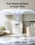 Dreo Fan for Bedroom, 120° Oscillating Standing Fan, Quiet Pedestal Fan with DC Motor, 9 Speeds, 4 modes, 20dB, 120° Manual Vertical, 37-42" Adjustable Height, 9H Timer, White