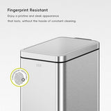 EKO Small Bathroom Trash Can with Lid Soft Close, Step Pedal, 10 Liter / 2.6 Gallon Stainless Steel Garbage Can (Silver)
