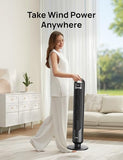 Dreo Tower Fan for Bedroom, 90° Oscillating Standing Fans for Room with 4 Speeds, 3 Modes, 28dB Quiet for Sleep, 25ft/s Velocity, 8H Timer, Remote, Living Room, Office, Home, Black
