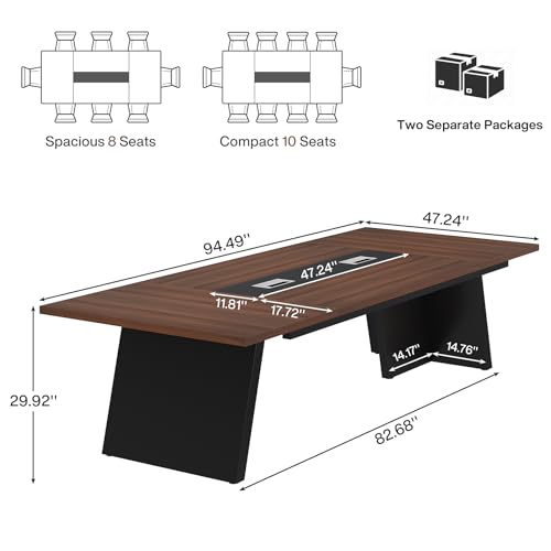 Tribesigns 8ft Conference Table, Modern Office Meeting Room Desk with ...