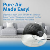 Sirena Twister Air Purifier (Black) - Water Filter Air Washer For Home and Office - Essential Oil Aroma Diffuser With LED Night light - Small Air Cleaner