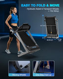 WELLFIT Treadmill with 15% Auto Incline, 400LBS Capacity, Foldable Treadmills with Handlebar, Heart Rate Sensor, LED Display, App Control