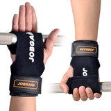 JOBGAIN Weight Lifting Wrist Strap, Double Layer Leather Wrist Strap for Men & Women, 1 Pair, Black