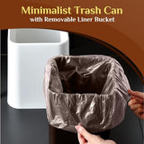 2 Pack Square Modern Trash Can Bedroom, 3Gal/12L Bathroom Trash Can