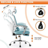 BFGRDDW Office Chair, Reclining with Foot Rest, High Back Computer Mesh Home Desk Chairs with Wheels