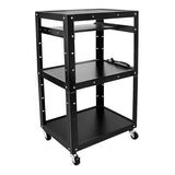 AV Cart on Wheels, Rolling Standing Desk Stand up Desk Rolling Presentation and Media Cart Height Adjustable Top