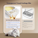 Robotail Open Top Automatic Litter Box, Self Cleaning Cat Litter Box with Roomy Space+Vis Waste Bin, XXL Fully Open Cat Box for Multi Cats, Include 5Lb Compatible Cassava Litter
