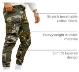 GINGTTO Mens Camo Pants Cargo Slim Fit Stretch Camouflage Pants for Men Skinny Elastic Waist Heavy Weight 30