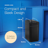 hOmeLabs - 13 Gallon Kitchen Trash Can - Retractable Automatic Sensor Butterfly Lid, Space-Saving Design - Matte Black