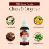 Punkin Butt - Natural Herbal Teething Oil for Babies - Daily Use Soothing Relief Drops | Baby, Infant, Toddler Gum & Tooth Relief | Organic Chamomile, Clove & Peppermint Infusion - 1oz with Dropper