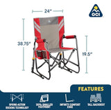 GCI Outdoor Stowaway Rocker - Varsity Red/Gray