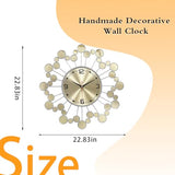 PSYCHE GOD 23 Inch Large Metal Wall Clock Silent Non‑Ticking Battery Operated Modern Starburst Decorative Clock for Living Room Bedroom Kitchen Office