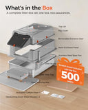 XXXL Stainless Steel Cat Litter Box with Lid, 27.5"×20.1"×17.3" Jumbo Enclosed Litterbox,Dual-Entry (Front Entry & Top Exit),High-Sided,Non-Stick,Odor Control,for Big Cats, with Mat,Scoop & Step,Grey