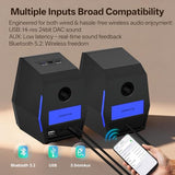 24bit USB DAC & Bluetooth 5.2, 2.0 RGB PC Multimedia Speakers for Desktop Monitor Laptop (Game/Movie/Music
