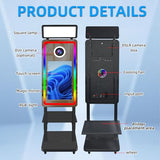 Magic Mirror Photo Booth Machine 40" with Portable Printer and Printer Stand