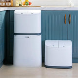 POGHDBXA Trash Can, Large Capacity Plastic Step Pedal Trash Can Bin Dual Compartment Hands Free Kitchen Bathroom