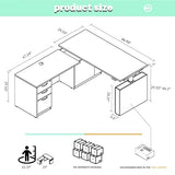 66.93'' L Shaped Executive Standing Desk with Pre-Assembled Frame & Lockable Cabinets