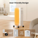 Portable Electric Radiator Heater, Space Oil Filled Heaters with 3 Heat Settings, Adjustable Thermostat, Overheat & Tip-Over Protection For Indoor Use,1500W (White)