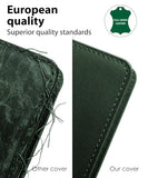 Leather Journal Cover – Refillable A6 Notebook Cover (5.3" x 6.5") with 3 Elastic Bands for Multiple Inserts, Genuine Leather Travel Diary Case with Pockets & Pen Holder Green (Inserts Not Included)