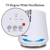 Desktop Ultra Slim Oscillating Tower Fan, LED - White 12" Optimus