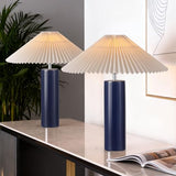 EOEYYOYB Ceramic Table Lamps for Bedroom Set of 2, Adjustable Shade Lamps for Night Stands, Modern Cylindrical Nightstand Table Lamps, Blue