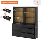 WAMPAT Modern 72" Tall Bookshelf with 6 Drawers and Open Book Shelves