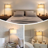 Tall Table Lamp with USB C+A Ports, Fully Stepless Dimmable Modern Minimalist Bedside Nightstand Lamp