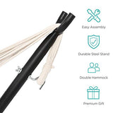 Best Choice Products Double Hammock with Steel Stand, Indoor Outdoor Brazilian-Style Cotton Bed w/Carrying Bag, 2-Person Capacity - Desert Stripes