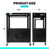 DNA Motoring Steel AV Cart with Extra Storage Cabinet