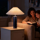 EOEYYOYB Ceramic Table Lamps for Bedroom Set of 2, Adjustable Shade Lamps for Night Stands, Modern Cylindrical Nightstand Table Lamps, Blue