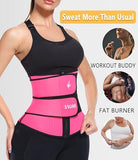 ANGOOL Neopren Waist Trainer For Women,Workout Plus Size Trimmer Belt Sauna Sweat Corset Cincher With Zipper M Pink
