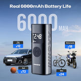 INNOVV P1 Aluminum Tire Inflator Portable Air Compressor, 3X Faster 150PSI Cordless Car Air Pump with Auto-Shutoff, Motorcycle Pumps
