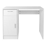 Oumefar Compact Computer Desk with Drawer and Storage Door (White)