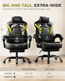 GTPLAYER Big and Tall Gaming Chair with Footrest, High Back Ergonomic Office Chair for Adults, Heavy Duty 350 lbs Capacity, Premium Leather & Iridescent Trim, ACE-Armor, Yellow