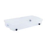 Rubbermaid 68 Quart Under the Bed Low Profile Storage Boxes with Dual Hinged Lids and Easy Rolling Caster Wheels, Clear, 2 Pack