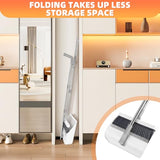 Broom and Dustpan Set, 51 inch Long Adjustable Handle Angle Broom and Dustpan Combo Set with Double Dustpan Teeth to Clean Hair for Home Kitchen Office Lobby, White&Grey