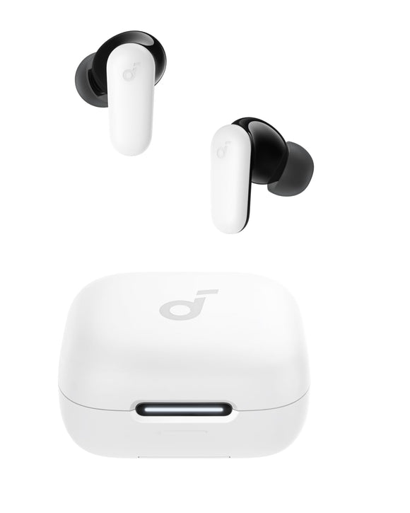 Noise Cancelling Earbuds, Strong and Smart Noise Cancelling, Powerful Bass, 45H Playtime (White) Soundcore