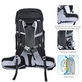 MIVENTO 50L Hiking Backpack - Water-Resistant Nylon Bag with Flap Top, Camping Travel Backpack for Men Women (Black)