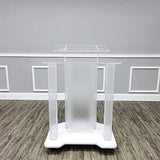 FixtureDisplays® Acrylic Podium Wood Pulpit Large Lecterm for Church School Conference Plexiglass