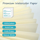 CuppaClip Watercolor Paper Cotton Cold Press with Inner Pocket Watercolor Sketchbook Journal As Travel Notebook 300 GSM 140 LB (Blue-Cold Press, 8.26x5.82in)