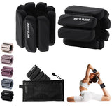 Ankle Weights for Women Men Adjustable 2LB Wrist Weights Bracelet Set of 2 for Home Gym Weighted Bangles Wristbands Leg Arm Weights, Black